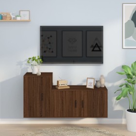 TV furniture set, 2 pieces, plywood, brown oak by vidaXL, TV Furniture - Ref: Foro24-3188469, Price: 94,56 €, Discount: %