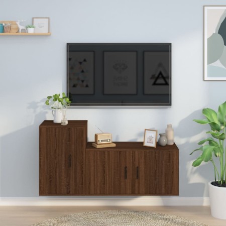 TV furniture set, 2 pieces, plywood, brown oak by vidaXL, TV Furniture - Ref: Foro24-3188469, Price: 94,56 €, Discount: %