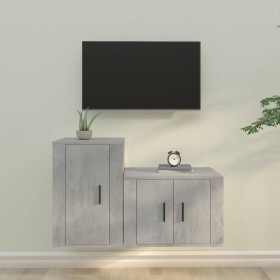 TV furniture set 2 pieces concrete gray plywood by vidaXL, TV Furniture - Ref: Foro24-3188450, Price: 75,23 €, Discount: %