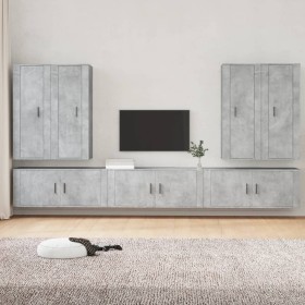 Set de muebles de TV 7 pzas madera contrachapada gris hormigón de vidaXL, Muebles TV - Ref: Foro24-3188874, Precio: 425,99 €,...