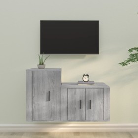 TV furniture set 2 pieces Sonoma gray plywood by vidaXL, TV Furniture - Ref: Foro24-3188452, Price: 80,11 €, Discount: %