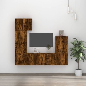 TV furniture set 5 pieces smoked oak plywood by vidaXL, TV Furniture - Ref: Foro24-3188811, Price: 219,02 €, Discount: %