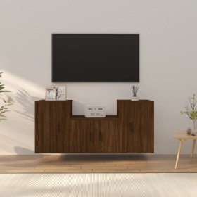 TV furniture set 3 pieces brown oak plywood by vidaXL, TV Furniture - Ref: Foro24-3188389, Price: 116,12 €, Discount: %