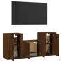 TV furniture set 3 pieces brown oak plywood by vidaXL, TV Furniture - Ref: Foro24-3188389, Price: 116,12 €, Discount: %