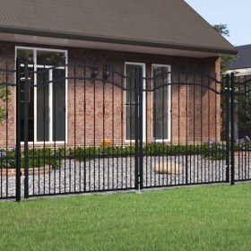 Black coated steel spear point fence gate 305x198cm by vidaXL, garden gates - Ref: Foro24-151097, Price: 468,99 €, Discount: %