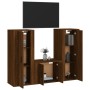 TV furniture set 3 pieces brown oak plywood by vidaXL, TV Furniture - Ref: Foro24-3188749, Price: 156,67 €, Discount: %