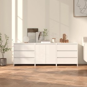 3-teiliges Sideboard aus glänzend weißem Holzwerkstoff von vidaXL, Sideboards - Ref: Foro24-3098069, Preis: 269,06 €, Rabatt: %