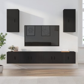 6-piece black plywood TV furniture set by vidaXL, TV Furniture - Ref: Foro24-3188687, Price: 268,20 €, Discount: %