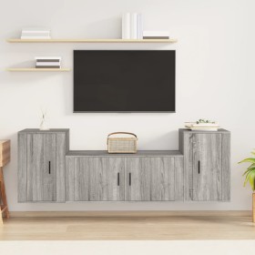 TV furniture set 3 pieces Sonoma gray plywood by vidaXL, TV Furniture - Ref: Foro24-3188516, Price: 127,99 €, Discount: %