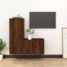 TV furniture set 2 pieces brown oak plywood by vidaXL, TV Furniture - Ref: Foro24-3188725, Price: 101,99 €, Discount: %