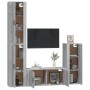 TV furniture set 4 pieces Sonoma gray plywood by vidaXL, TV Furniture - Ref: Foro24-3188796, Price: 211,99 €, Discount: %