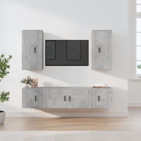 5-piece TV furniture set made of gray concrete plywood. by vidaXL, TV Furniture - Ref: Foro24-3188682, Price: 197,99 €, Disco...