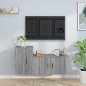 TV furniture set 2 pieces Sonoma gray plywood by vidaXL, TV Furniture - Ref: Foro24-3188468, Price: 86,39 €, Discount: %