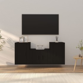 3-piece black plywood TV furniture set by vidaXL, TV Furniture - Ref: Foro24-3188383, Price: 113,46 €, Discount: %