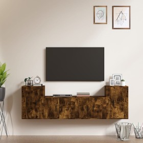 TV-Möbelset 4-teilig aus geräuchertem Eichensperrholz von vidaXL, TV-Möbel - Ref: Foro24-3188547, Preis: 139,99 €, Rabatt: %