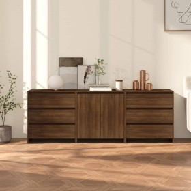 3-teiliges Sideboard aus braunem Eichenholz von vidaXL, Sideboards - Ref: Foro24-3098072, Preis: 233,94 €, Rabatt: %