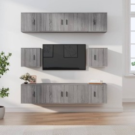 Set de muebles para TV 8 pzas madera contrachapada gris Sonoma de vidaXL, Muebles TV - Ref: Foro24-3188676, Precio: 263,99 €,...