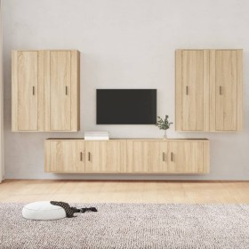 TV furniture set 6 pieces sonoma oak plywood by vidaXL, TV Furniture - Ref: Foro24-3188865, Price: 407,99 €, Discount: %