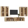 Set de muebles para TV 6 pzas madera contrachapada roble sonoma de vidaXL, Muebles TV - Ref: Foro24-3188865, Precio: 407,99 €...