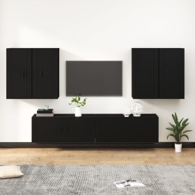 6-piece black plywood TV furniture set by vidaXL, TV Furniture - Ref: Foro24-3188711, Price: 387,82 €, Discount: %