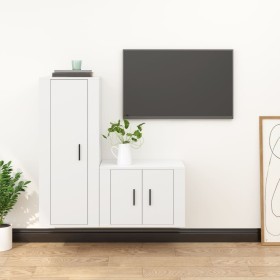 2-piece white plywood TV furniture set by vidaXL, TV Furniture - Ref: Foro24-3188718, Price: 93,62 €, Discount: %