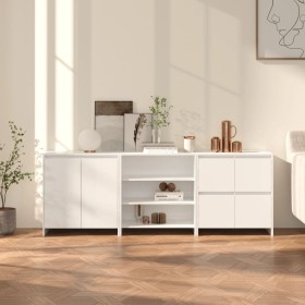 Glossy White Manufactured Wood 3-Piece Sideboard by vidaXL, Sideboards - Ref: Foro24-3098077, Price: 213,99 €, Discount: %