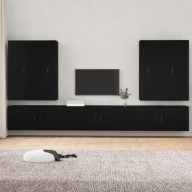 7-piece black plywood TV furniture set by vidaXL, TV Furniture - Ref: Foro24-3188871, Price: 455,96 €, Discount: %