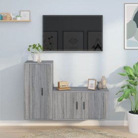 TV furniture set 2 pieces gray Sonoma plywood by vidaXL, TV Furniture - Ref: Foro24-3188476, Price: 97,42 €, Discount: %