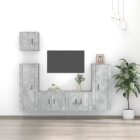 TV furniture set 5 pieces concrete gray plywood by vidaXL, TV Furniture - Ref: Foro24-3188786, Price: 197,99 €, Discount: %