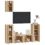 TV furniture set 5 pieces Sonoma oak plywood by vidaXL, TV Furniture - Ref: Foro24-3188577, Price: 212,26 €, Discount: %