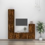 TV furniture set 4 pieces smoked oak plywood by vidaXL, TV Furniture - Ref: Foro24-3188795, Price: 224,66 €, Discount: %