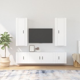 5-piece white plywood TV furniture set by vidaXL, TV Furniture - Ref: Foro24-3188830, Price: 218,39 €, Discount: %