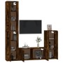 TV furniture set 4 pieces smoked oak plywood by vidaXL, TV Furniture - Ref: Foro24-3188795, Price: 224,66 €, Discount: %