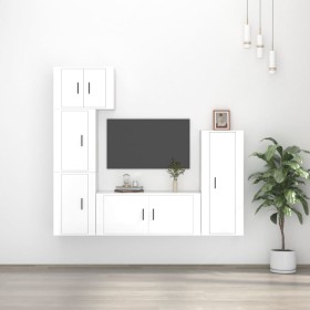 5-piece TV furniture set, plywood with glossy white finish by vidaXL, TV Furniture - Ref: Foro24-3188808, Price: 231,61 €, Di...