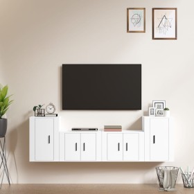 4-piece white plywood TV furniture set by vidaXL, TV Furniture - Ref: Foro24-3188542, Price: 144,99 €, Discount: %