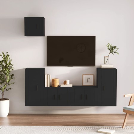 5-piece black plywood TV furniture set by vidaXL, TV Furniture - Ref: Foro24-3188583, Price: 202,57 €, Discount: %