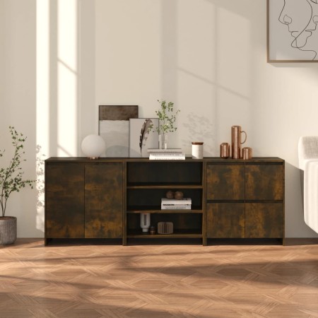 3-teiliges Sideboard aus geräucherter Eiche von vidaXL, Sideboards - Ref: Foro24-3098078, Preis: 187,80 €, Rabatt: %