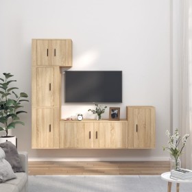 TV furniture set 5 pieces Sonoma oak plywood by vidaXL, TV Furniture - Ref: Foro24-3188633, Price: 207,99 €, Discount: %