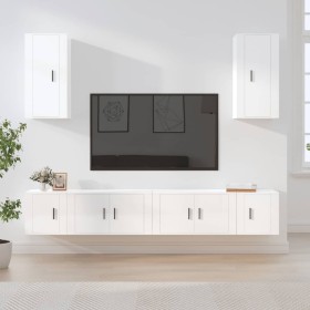 TV-Möbelset 6-teilig aus glänzend weißem Sperrholz von vidaXL, TV-Möbel - Ref: Foro24-3188688, Preis: 251,21 €, Rabatt: %