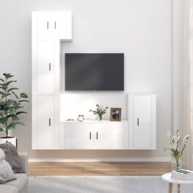 5-piece TV furniture set, plywood with glossy white finish by vidaXL, TV Furniture - Ref: Foro24-3188616, Price: 252,08 €, Di...