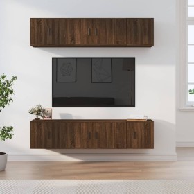 TV furniture set, 6 pieces, brown oak plywood by vidaXL, TV Furniture - Ref: Foro24-3188661, Price: 260,00 €, Discount: %