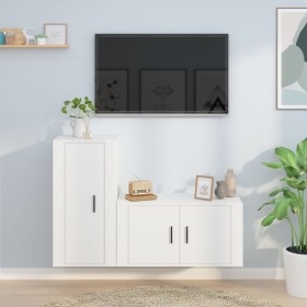 2-piece white plywood TV furniture set by vidaXL, TV Furniture - Ref: Foro24-3188470, Price: 99,74 €, Discount: %