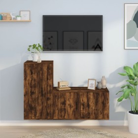 TV-Möbelset 2-teilig aus geräuchertem Eichensperrholz von vidaXL, TV-Möbel - Ref: Foro24-3188475, Preis: 96,03 €, Rabatt: %