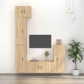 TV furniture set, 5 pieces, oak Sonoma plywood. by vidaXL, TV Furniture - Ref: Foro24-3188801, Price: 269,99 €, Discount: %