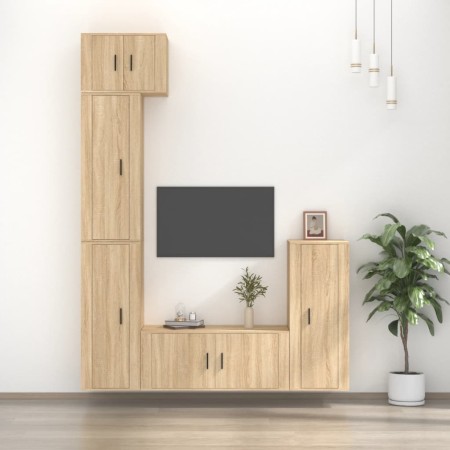 TV furniture set, 5 pieces, oak Sonoma plywood. by vidaXL, TV Furniture - Ref: Foro24-3188801, Price: 270,50 €, Discount: %