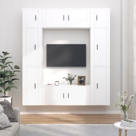 TV furniture set 8 pieces white plywood by vidaXL, TV Furniture - Ref: Foro24-3188638, Price: 396,00 €, Discount: %