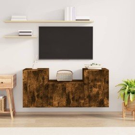 TV-Möbelset 3-teilig aus geräuchertem Eichensperrholz von vidaXL, TV-Möbel - Ref: Foro24-3188499, Preis: 105,95 €, Rabatt: %