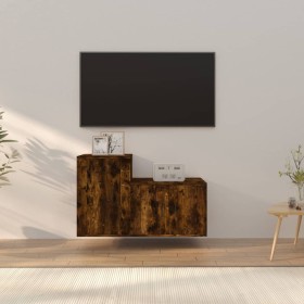 TV furniture set 2 pieces smoked oak plywood by vidaXL, TV Furniture - Ref: Foro24-3188395, Price: 75,23 €, Discount: %