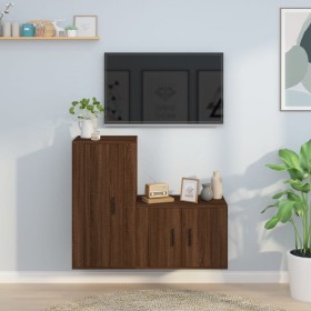 TV furniture set 2 pieces brown oak plywood by vidaXL, TV Furniture - Ref: Foro24-3188461, Price: 93,99 €, Discount: %