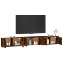 Wall-mounted TV furniture set, 3 units, smoked oak, 100x34.5x40 cm by vidaXL, TV Furniture - Ref: Foro24-3188379, Price: 169,...